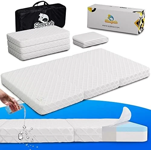 Sleepah Pack And Play Mattress Tri-Fold Double Sided Pad (Firm For Babies) & Soft Memory Foam (for Toddlers) Play Yard Mattress Pad Fits Most Pack N Play Playpens Cribs Foldable With Cary Bag - Image 5