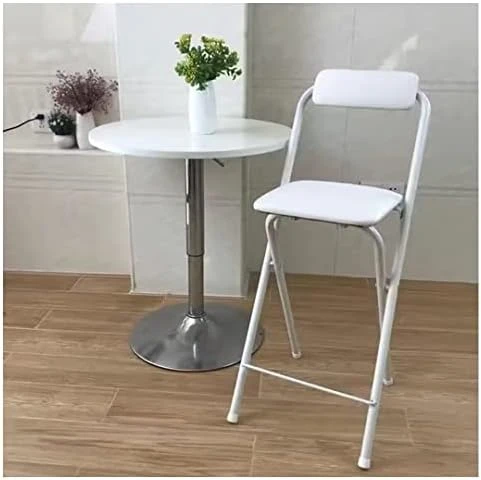 UDHSV Folding Bar Stool With Backrest,PU Leather Padded Counter Height Foldable Stool,Portable Folding Stool For Adults Tall Bar Stools For Outdoor Kitchen Shop Cafe,Black,27.5in - Image 9