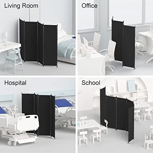 Morngardo Room Divider Folding Privacy Screens 4 Panel Partitions 88" Dividers Portable Separating For Home Office Bedroom Dorm Decor (Black) - Image 3