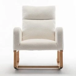 GENERIC Chair Nursery, Rocker Glider Chair For Nursery High Back, Teddy Material Comfort Arm Rocker, Tufted Nursing Comfy Chairs For Mom, Side Pocket