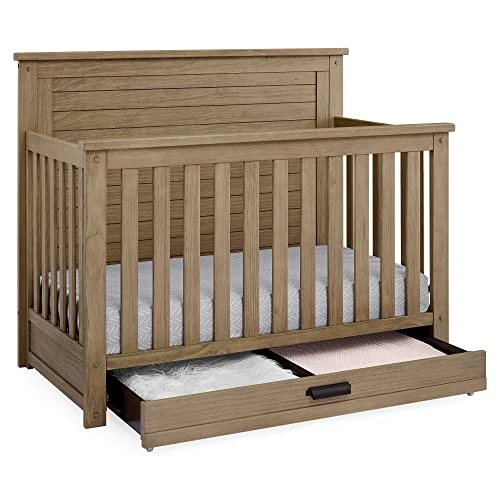 Delta Children Simmons Kids Caden 6-in-1 Convertible Crib With Trundle Drawer, Greenguard Gold Certified, Rustic Acorn - Image 3