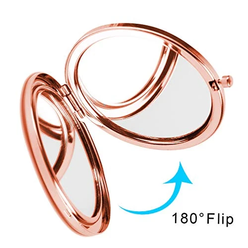 Dynippy Compact Mirror Rose Gold Makeup Mirror Folding Mini Pocket Mirror Portable Hand Mirror Double-Sided 2 X 1x Magnification For Woman Girls Great Gift (A-Butterflies Girl) - Image 2