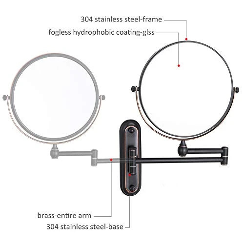 GURUN 8 Inch Bronze Magnifying Makeup Mirror Wall Mounted For Bathroom With 10X Magnification M1207O(8'',10X)