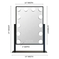 Impressions Vanity Hollywood Tri-Tone XL Makeup Mirror With 12 LED Bulbs, Vanity Dressing Mirror With 360 Degree Swivel (Rose Gold)