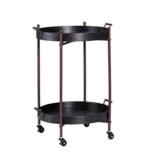 SEI Furniture Alfred Two-Tier Round Butler Table, Black