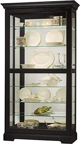 Howard Miller Tyler II Curio Cabinet 680-538 β Black Satin Finish Home Decor, Six Glass Shelves, Seven Level Display Case, Locking Slide Door, No-Reach Light - Image 8