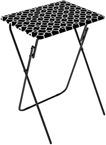 Atlantic Park Place Portable Folding TV Trays, Sturdy MDF/Laminated Top, 2-pc Set, PN 38435927 - Black And White - Image 3