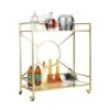 Palama Gold Bar Cart For The Home, Large Mid Century Bar Cart Simply Assembled In 10 Minutes, 2-Tier Rolling Storage Cart With 2 Transparent Tempered Glass Shelves, Wine Cart With 2 Lockable Wheels