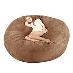Bean Bag Chair Cover(no Filler),Adults Luxurious Giant 6/7/8ft Huge Bean Bag Chair For Organizing Children Plush Toys Or Memory Foam (Color : Brown, Size : 8ft)