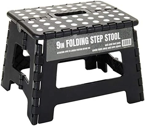 Gourmet Home 9in. Foldable Step Stool With Anti-Skid Foot Pads (Max Cap. 200lbs) (Black) - Image 3
