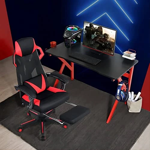 MNSSRN 47.2" Student Gaming Desk, K-Leg With Cup Holder, Headphone Hook, Gamepad Mount, Cable Management, Home Office Computer Desk - Image 4