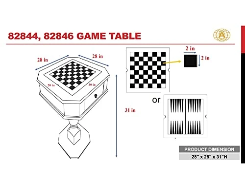 Bishop Game Table, Work Desk Multi-Functional Table Dining Table With 2 Storage Drawers, Reversible Game Tray & Pedestal Base, 3-in-1 Chess Table, Backgammon Table, Cherry - Image 3