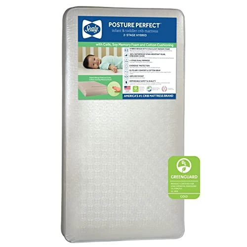 Sealy Posture Perfect 2-Stage Waterproof Baby Crib And Toddler Mattress - Hybrid Memory Foam & 150 Premium Coils - Made In USA, 52"x28" - Image 5