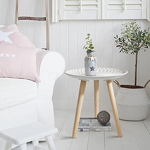 TRSPCWR Nesting Tables Set Of 2, Round Nesting Coffee Table, End Table With Gold Peacock Pattern, Easy Assembly Retro Side Desk For Living Room, Bedroom, Office, 15.7in 13.7in - Image 3