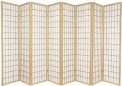 Japanese Oriental Style Room Screen Divider (Natural 8 Panel)