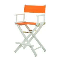 Casual Home 24" Director's Chair White Frame With Tangerine Canvas, Counter Height