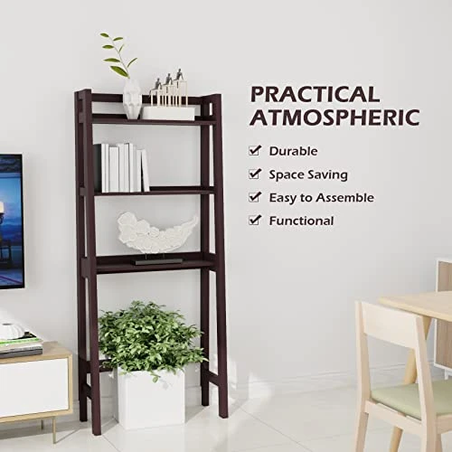 TINKLE WELL Toilet Storage, 3-Tier Bathroom Organizer Rack With Adjustable Bottom Bar, Space Saver, Brown, 65'' X 25.6'' X 12.2'' - Image 4