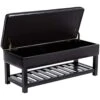 FIRST HILL FHW Ottoman Bench Storage, 43.5 By 17 By 18.1 Inches (LxWxH), Black