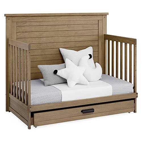 Delta Children Simmons Kids Caden 6-in-1 Convertible Crib With Trundle Drawer, Greenguard Gold Certified, Rustic Acorn - Image 5