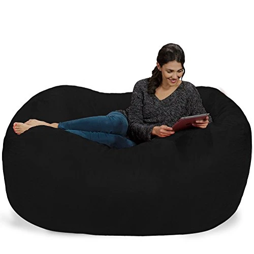 Chill Sack Bean Bag Chair: Huge 6' Memory Foam Furniture Bag And Large Lounger - Big Sofa With Soft Micro Fiber Cover - Black - Image 4