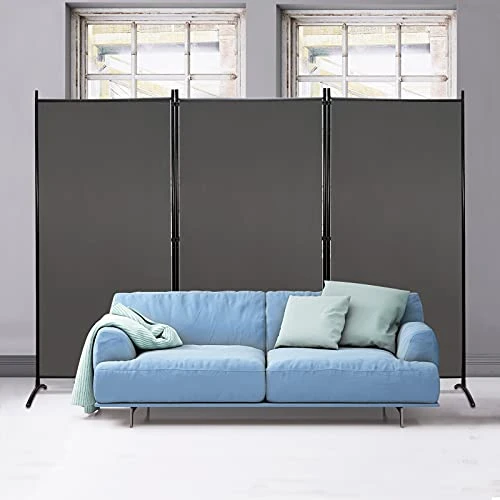 MAYOLIAH Partition Room Dividers 3 Panel Folding Privacy Screens 6 Ft Portable Office Walls Dividers For Room Separator 102"x20"x71", Grey - Image 2