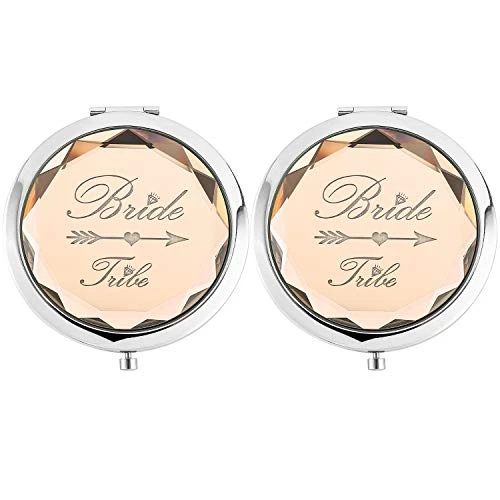 2 Pack Bachelorette Party Gifts For Bride,2 Bride Tribe Mirror,Crystal Pocket Compact Makeup Mirror,Wedding Bridesmaid Gifts-Mirror For Bridal Party,Bridesmaid Proposal Gifts (champagne) - Image 7