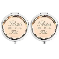 2 Pack Bachelorette Party Gifts For Bride,2 Bride Tribe Mirror,Crystal Pocket Compact Makeup Mirror,Wedding Bridesmaid Gifts-Mirror For Bridal Party,Bridesmaid Proposal Gifts (champagne)