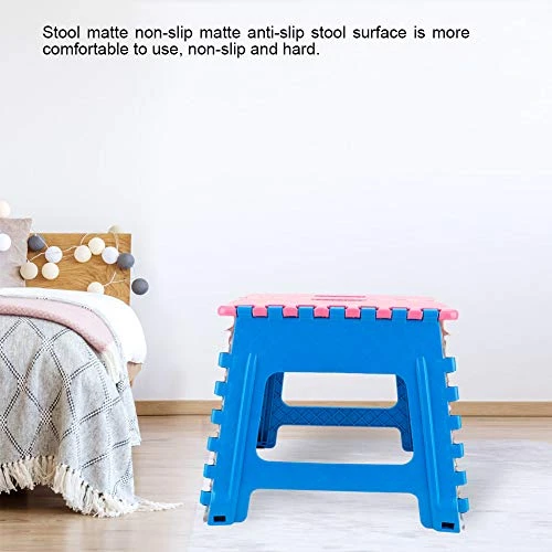Folding Step Stool, Plastic Folding Step Stool Folding Stepping Stool Portable Step Stool For Living Room Study Bedroom School Outdoor (Pink)