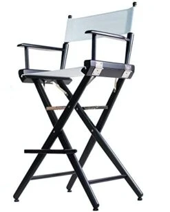 FILMCRAFT Professional Grade Studio Director's Chairs (30" Bar Height, Black Finish, White Canvas)