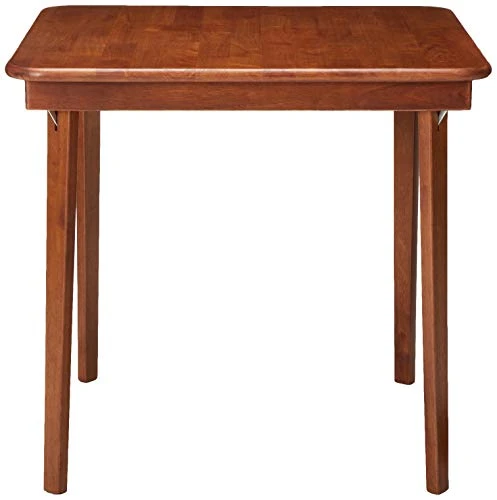 MECO STAKMORE Retro Upholstered Back Folding Chair Fruitwood Finish, Set Of 2 & STAKMORE Straight Edge 32" Square Folding Card Table, Cherry Finish - Image 5