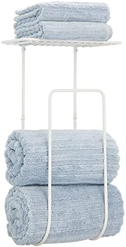 MDesign Steel Wall Mount Towel Rack Holder Organizer With Basket Shelf Storage For Bathroom, Kitchen, Laundry Room - Holds Towels, Washcloths, Hand Towels - Concerto Collection - Chrome - Image 9