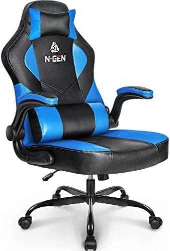 N-GEN Gaming Chair Ergonomic Office Chair PC Desk Chair With Lumbar Support Flip Up Arms Levelled Seat Style Headrest PU Leather Executive High Back Computer Chair For Adults Women Men (4. Peach Pink) - Image 8