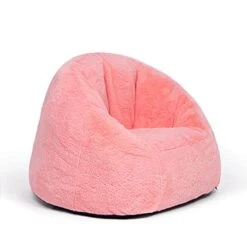 N&V Small Bean Bag Chair, Mini Bean Bag Sack, Foam Filling, Includes Removable And Machine Washable Cover, 27in, Soft Faux Fur, Pink
