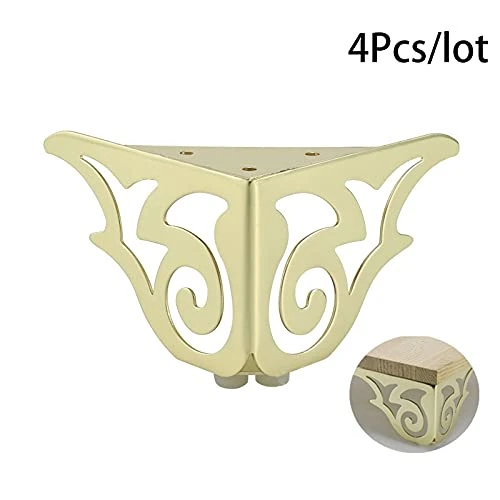VISAML 4Pcs/Lot Metal Hollow Furniture Sofa Feet Legs Metal Sofa Table Cabinet Cupboard Bar Flower Pattern European Gold - Image 2