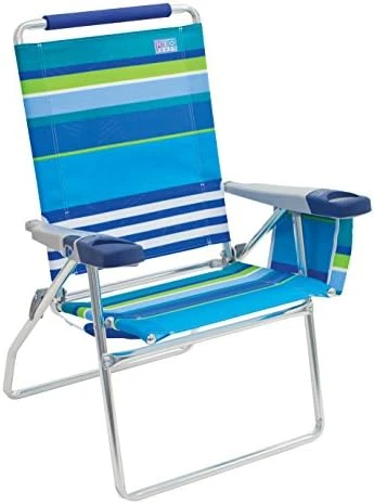Rio Brands Rio Beach 4-Position 17" Tall Folding Beach Chair - Stripe, 17" Extended Height 4 Position Folding Beach Chair - Image 11