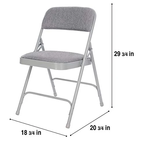 OEF Furnishings Deluxe Fabric Upholstered Double Hinge Premium Folding Chairs, Grey - Image 3