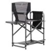 EVER ADVANCED Medium Tall Directors Chair Foldable Makeup Artist Chair Bar Height With Side Table Cup Holder And Storage Bag Footrest, Supports 350LBS (Grey, Seat Height: 23.2 Inches)
