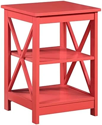 Convenience Concepts Oxford End Table With Shelves, Coral - Image 12