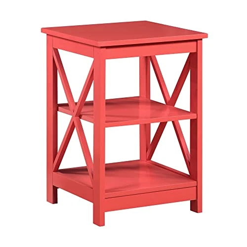 Convenience Concepts Oxford End Table With Shelves, Coral