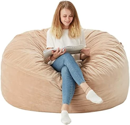 Azaeahom Bean Bag Chair:Large 5' Bean Bags With Memory Foam Filled, Large Beanbag Chairs Soft Sofa With Dutch Velet Cover-56×56"×36"(Royal Blue) - Image 9