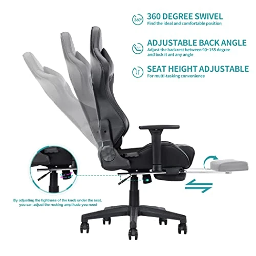 Blue Whale Heavy Duty Gaming Chair With Air-Cooling System, 350LBS Reinforced Nylon Base, High Back Racing Computer Chair With Adjustable Linked Armrest, PU Leather Ergonomic Office Chair - Image 3