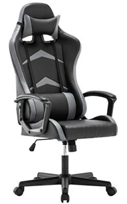 IntimaTe WM Heart Office Gaming Chair, High-Back Racing Chair With Swivel Function, Back Support And Adjustable Headrest&Lumbar Cushion(Grey)