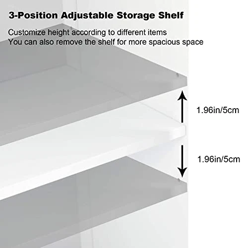 YUMEBUY Bathroom Storage Floor Cabinet, Freestanding Wooden Storage Organizer With Glass Shutter Doors And Adjustable Shelves Linen Cabinet For Bathroom Storage Tall (Ivory White) - Image 3