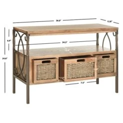 Safavieh American Homes Collection Joshua Antique Dark Walnut And Pewter 3-Drawer Console Table