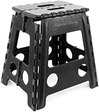 Inspired Living 9" Step Stool, Folding Step Stools For Adults, Plastic Foldable Step Stools Kids, Holds Up To 330 Lbs, Collapsible Folding Stool For Kitchen, Bathroom, Bedroom - Blush Pink - Image 7