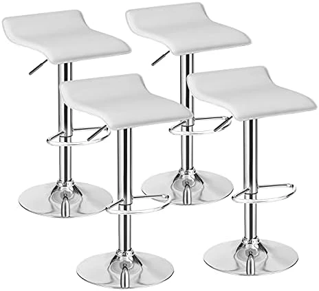 Casart Bar Stools Set Of 4 Adjustable Swivel Pu Leather Backless Stool With Air-Lift Handle, Footrest, Chrome Base, Modern Style For Living Room, Kitchen And Bar, Counter Height Pub Chairs (White) - Image 12