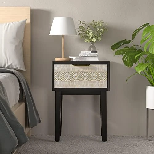 Aoikax Farmhouse Console Table, Vanity Table, French Country Console Table With Drawer, Hand-Carved Finished (Natural And Black)… - Image 11