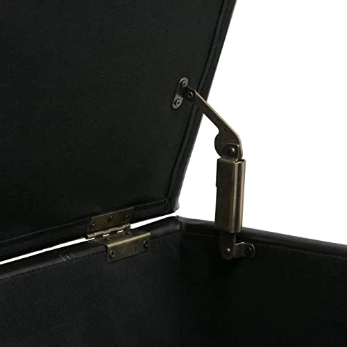 SIMPLIHOME Dover 36 Inch Wide Rectangle Lift Top Storage Ottoman Bench In Upholstered Tanners Brown Faux Leather, Footrest Stool, Coffee Table For The Living Room, Bedroom And Kids Room - Image 3