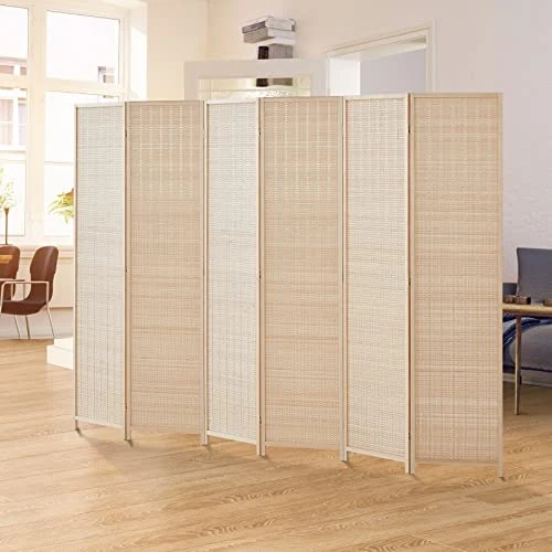 Room Divider Privacy Screen 16" Room Dividers And Folding Privacy Screens 6 Panel Room Divider Wall 5.6FT Tall Bamboo Room Divider Partitions/Separator - Image 2