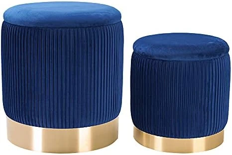 Ottoman With Storage - White Velvet Ottoman For Living Room, Velvet Storage Ottoman For Kids Room,Gold Ottoman With Storage, Vanity Chair For Bedroom,Set Of 2 Velvet Ottoman, Ottoman Seat (White) - Image 7